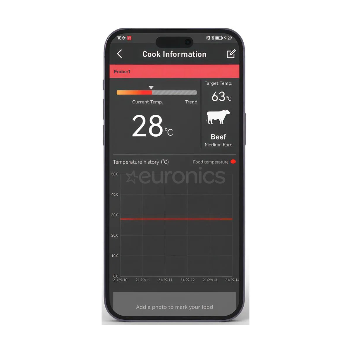 HerQs EasyBBQ, светло-серый - Умный кулинарный термощуп