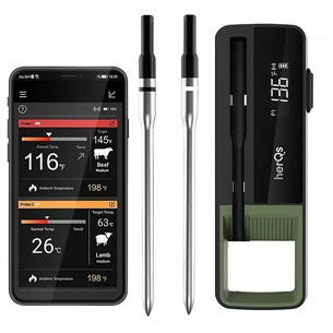 HerQs Double Max, black - Wireless cooking thermometer