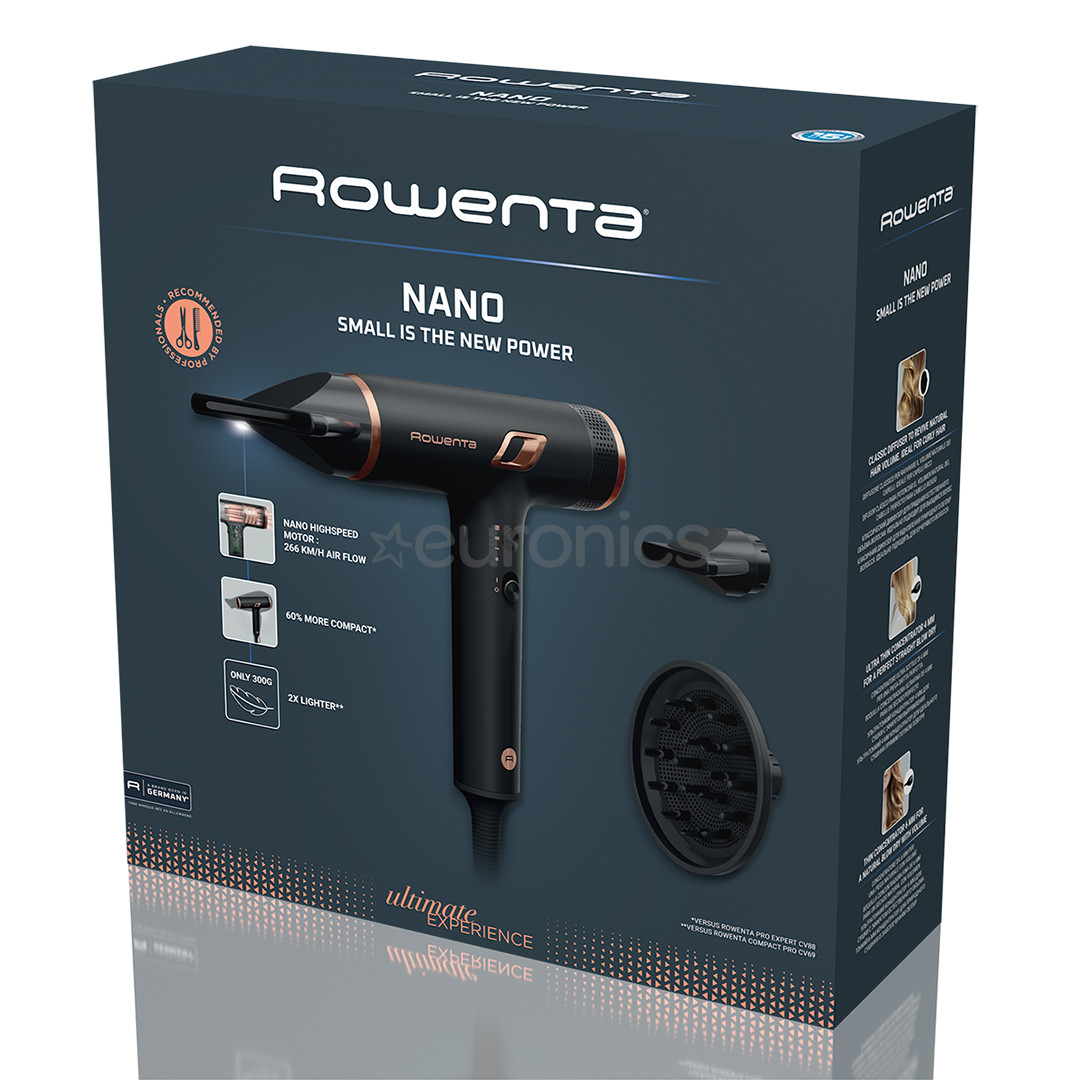Rowenta NANO, 1700 W, melna - Matu fēns