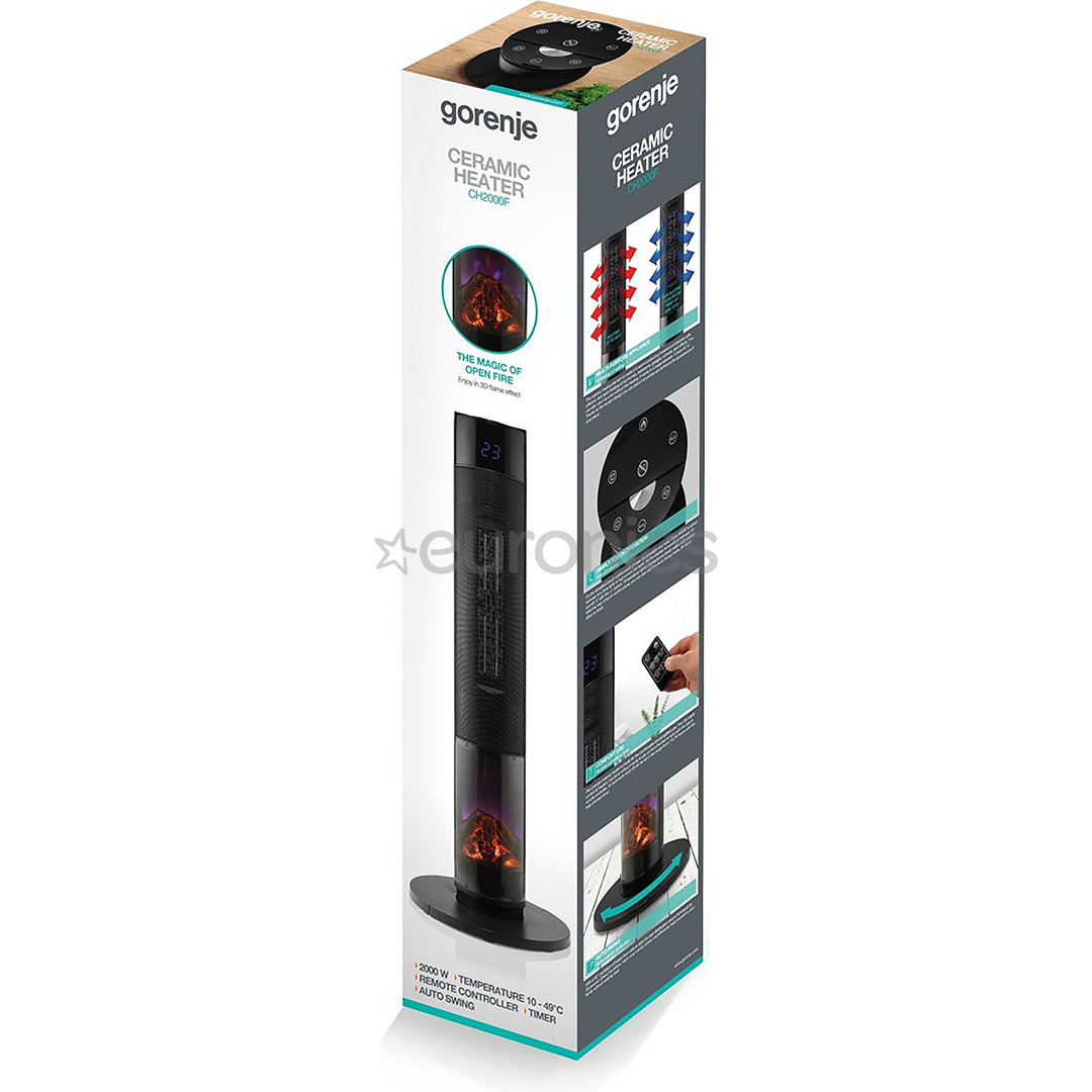 Gorenje, 2000 W, melna - Elektriskais sildītājs