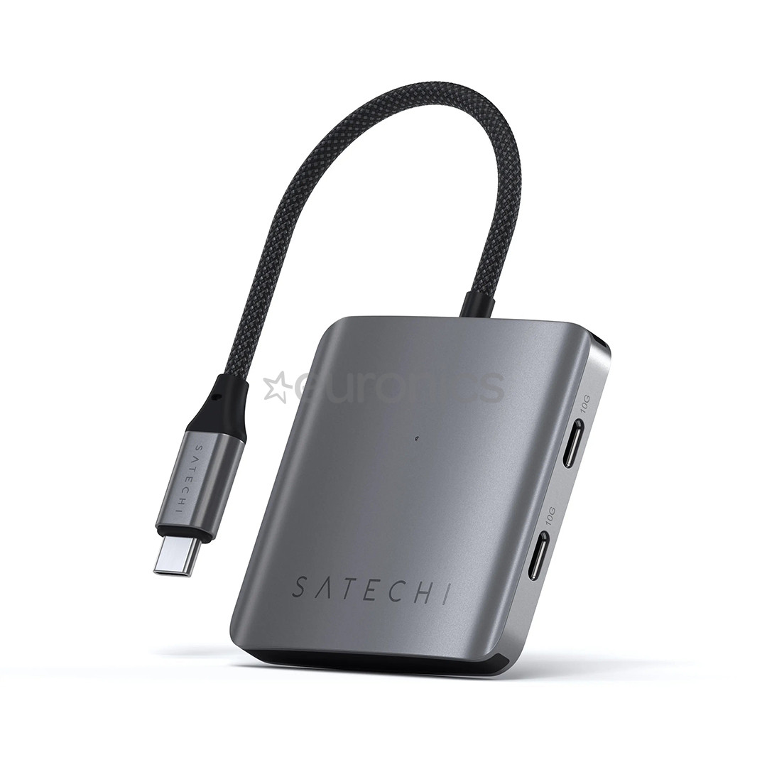 Satechi 4-Port USB-C Hub, Power Delivery, pelēka - Adapteris