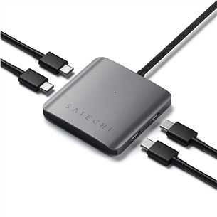 Satechi 4-Port USB-C Hub, Power Delivery, pelēka - Adapteris
