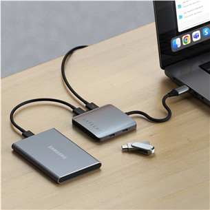 Satechi 4-Port USB-C Hub, Power Delivery, pelēka - Adapteris