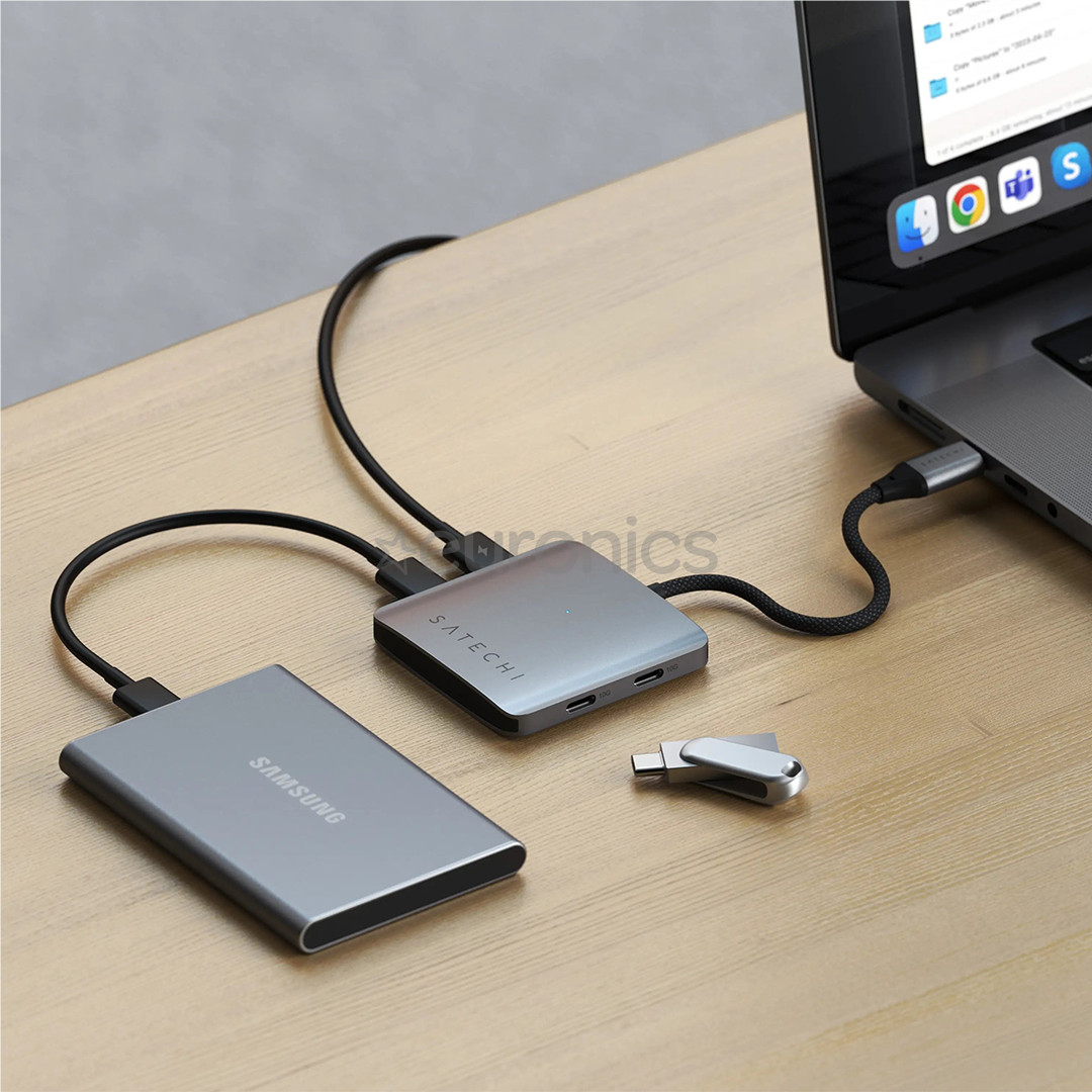 Satechi 4-Port USB-C Hub, Power Delivery, pelēka - Adapteris