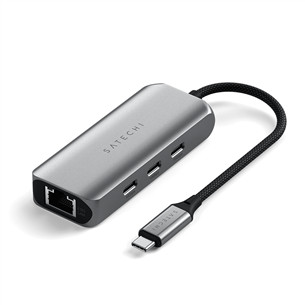 Satechi 4-in-1 USB-C Hub, LAN, pelēka - Adapteris