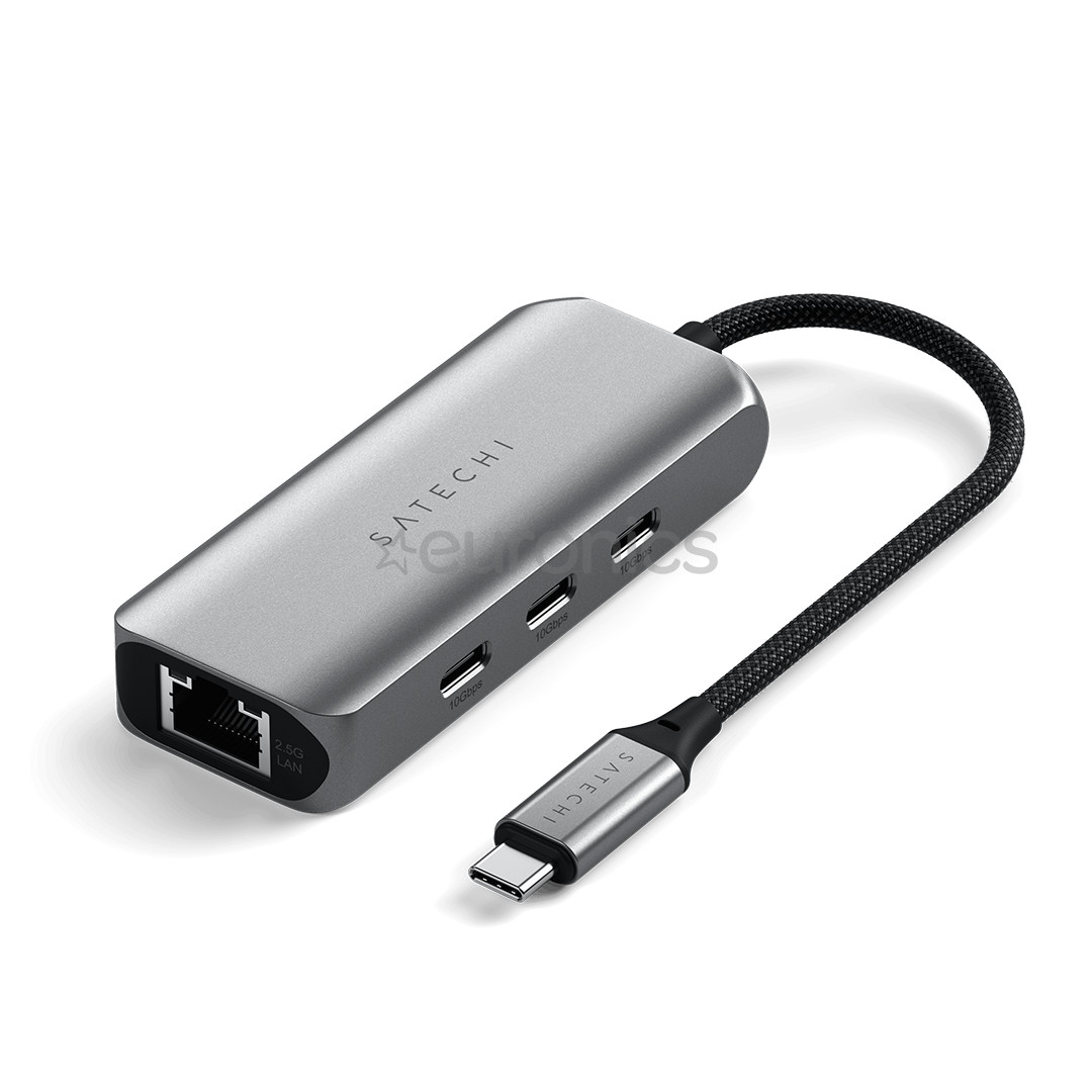 Satechi 4-in-1 USB-C Hub, LAN, pelēka - Adapteris