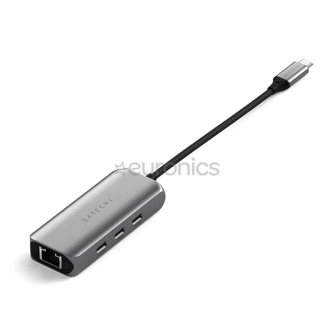 Satechi 4-in-1 USB-C Hub, LAN, pelēka - Adapteris
