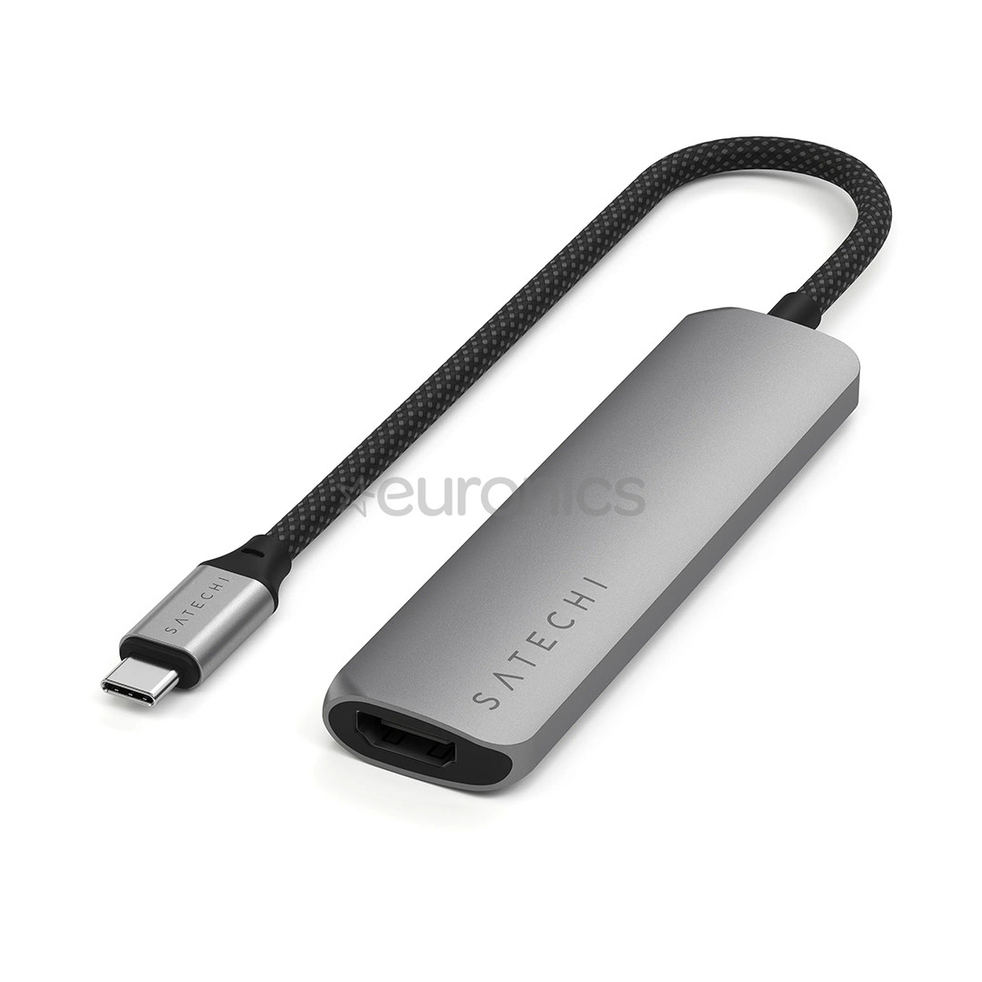 Satechi 4-in-1 USB-C Slim Multiport Adapter 4K, серый - USB-хаб