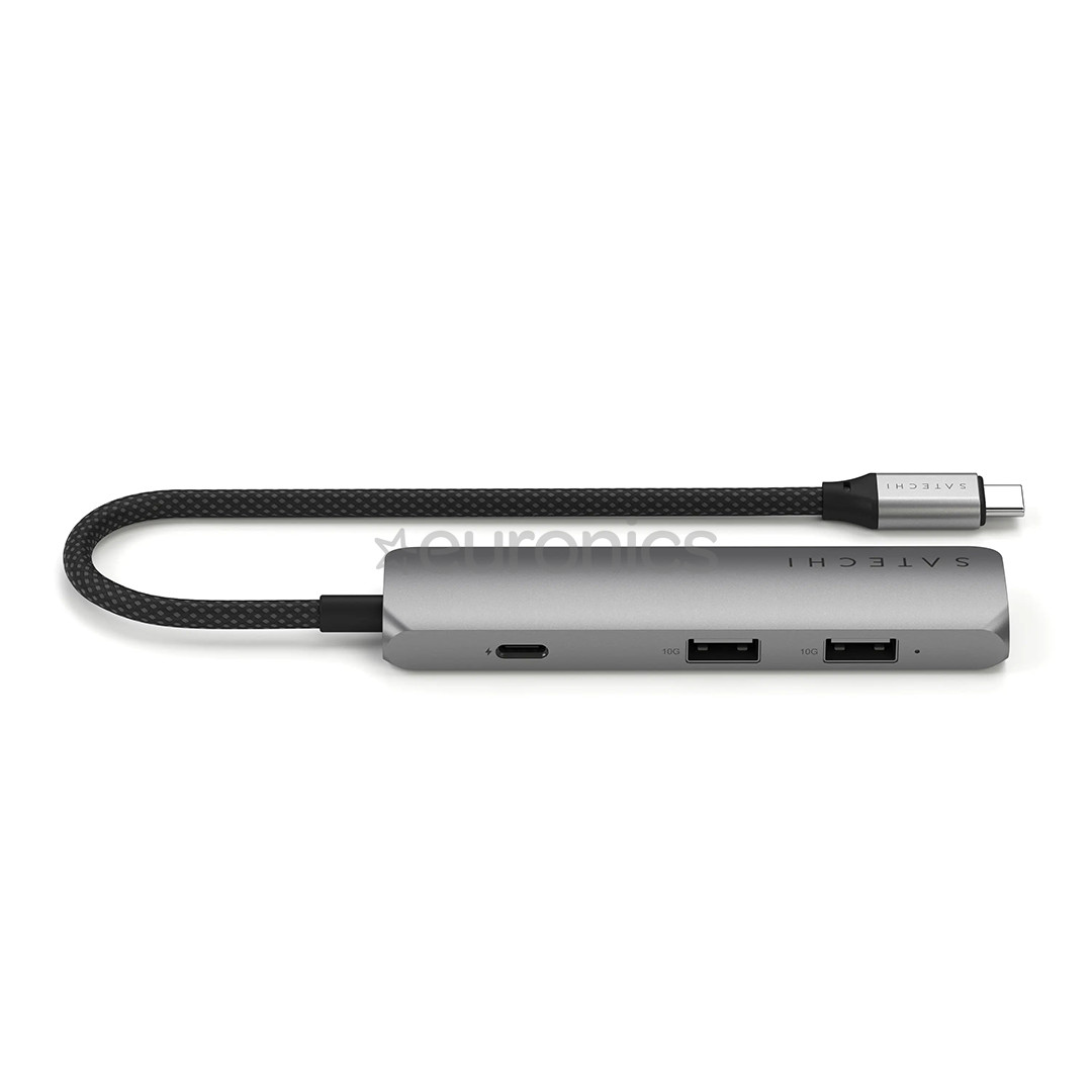 Satechi 4-in-1 USB-C Slim Multiport Adapter 4K, серый - USB-хаб