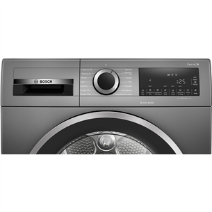 Bosch Series 6, siltumsūkņa tehnoloģija, 9 kg, dziļums 61.3 cm, pelēka - Veļas žāvētājs