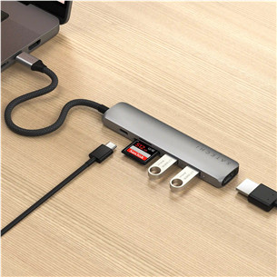 Satechi 6-in-1 USB-C Slim Multiport Adapter, серый - USB-хаб