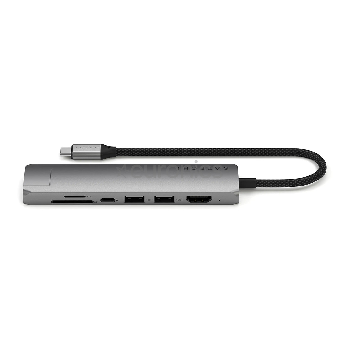 Satechi 7-in-1 USB-C Slim Multiport Adapter with Ethernet, серый - USB-хаб