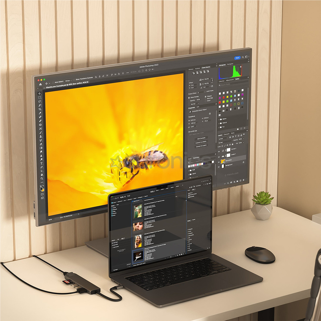 Satechi 7-in-1 USB-C Slim Multiport Adapter with Ethernet, серый - USB-хаб