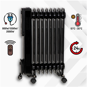Camry, 9 sekcijas, 2000 W, melna - Eļļas radiators