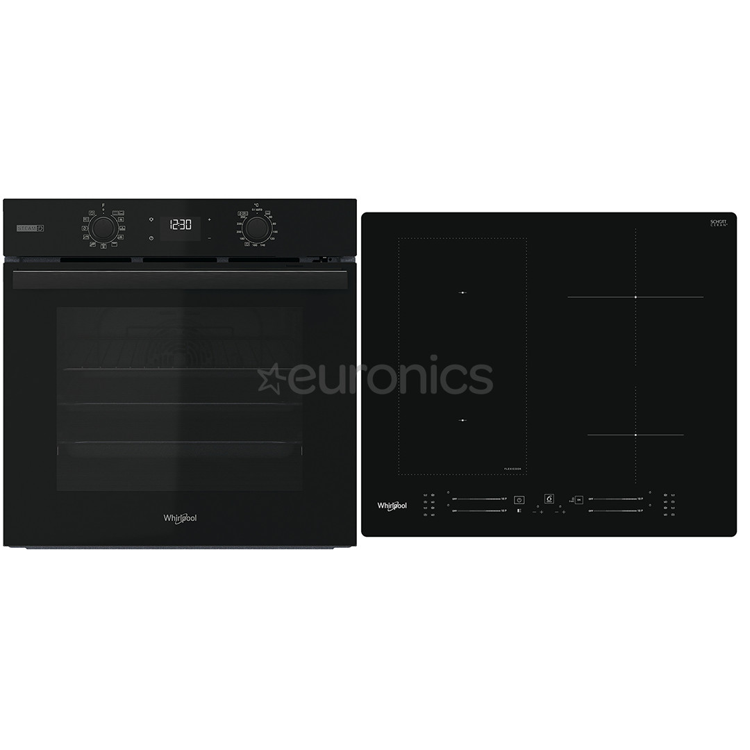 Whirlpool, 71 L, melna - Iebūvējama elektriskā cepeškrāsns + indukcijas plīts virsma