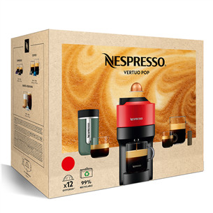Krups Nespresso Vertuo Pop, sarkana - Kapsulu kafijas automāts