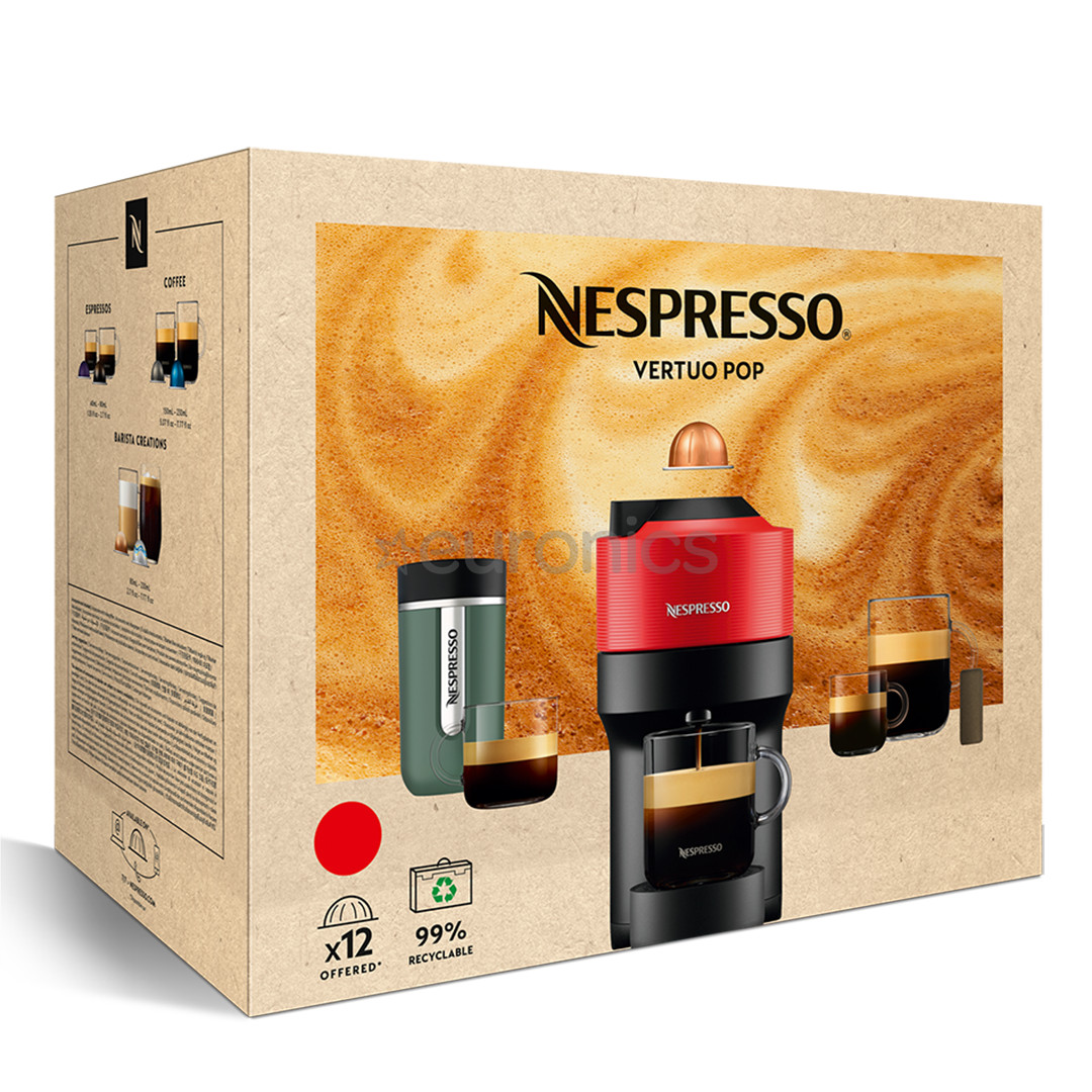 Krups Nespresso Vertuo Pop, sarkana - Kapsulu kafijas automāts