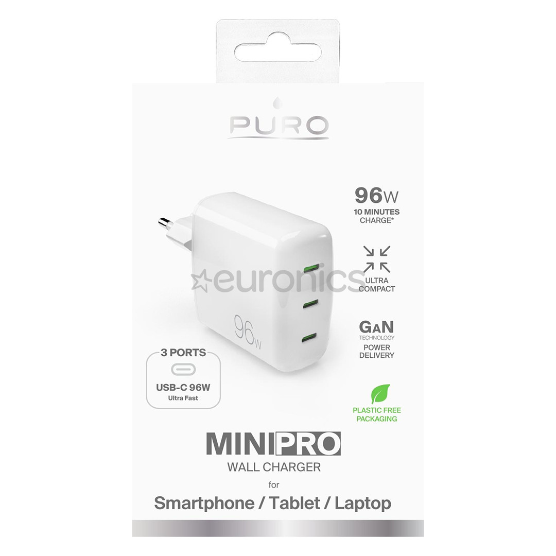 Puro MiniPro Gan Wall Charger, 96 W, balta - Lādētājs