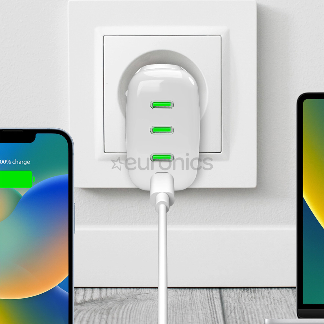 Puro MiniPro Gan Wall Charger, 96 W, balta - Lādētājs