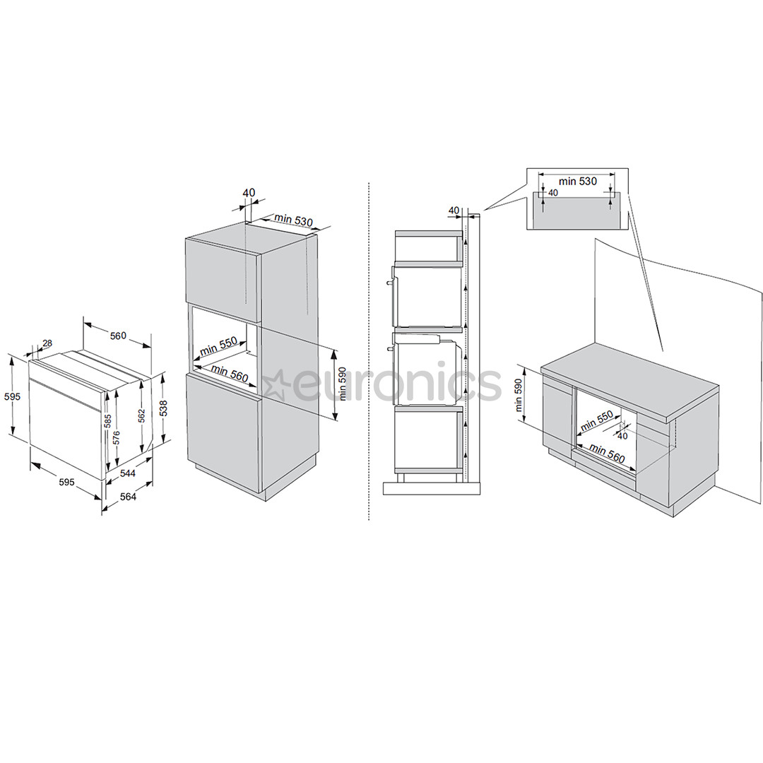 Hisense, 77 L, pirolītiskā tīrīšana, melna - Iebūvējama elektriskā cepeškrāsns