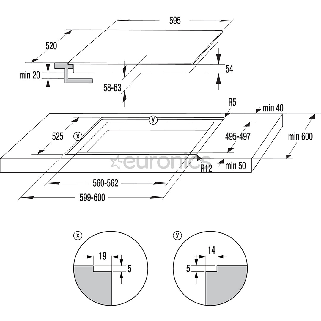 Hisense, platums 59.5 cm, melna - Iebūvējama indukcijas plīts virsma
