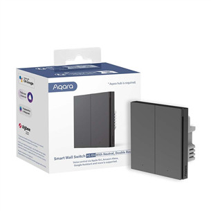 Aqara Wall Switch H1 EU Double Rocker, нейтраль, серый - Умный переключатель