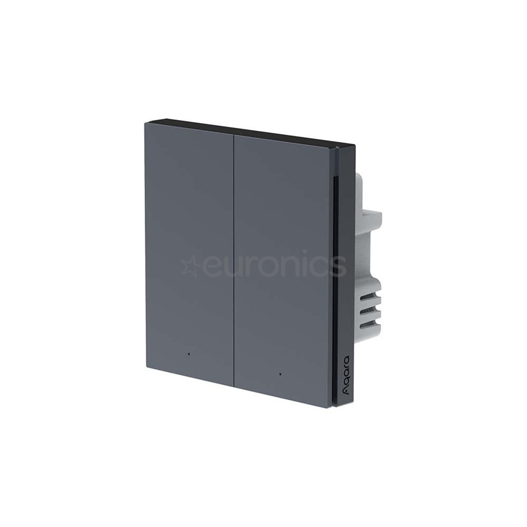 Aqara Wall Switch H1 EU Double Rocker, нейтраль, серый - Умный переключатель