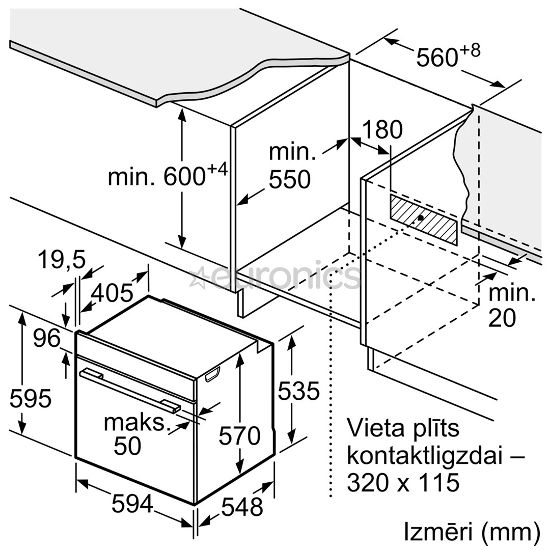 Bosch, 71 L, pirolītiskā tīrīšana, melna - Iebūvējama elektriskā cepeškrāsns