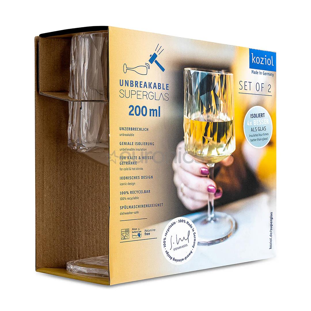 Koziol Superglas CLUB No.9, 200 мл, набор из 2 шт., 4416535, кристально прозрачный - Бокалы для вина