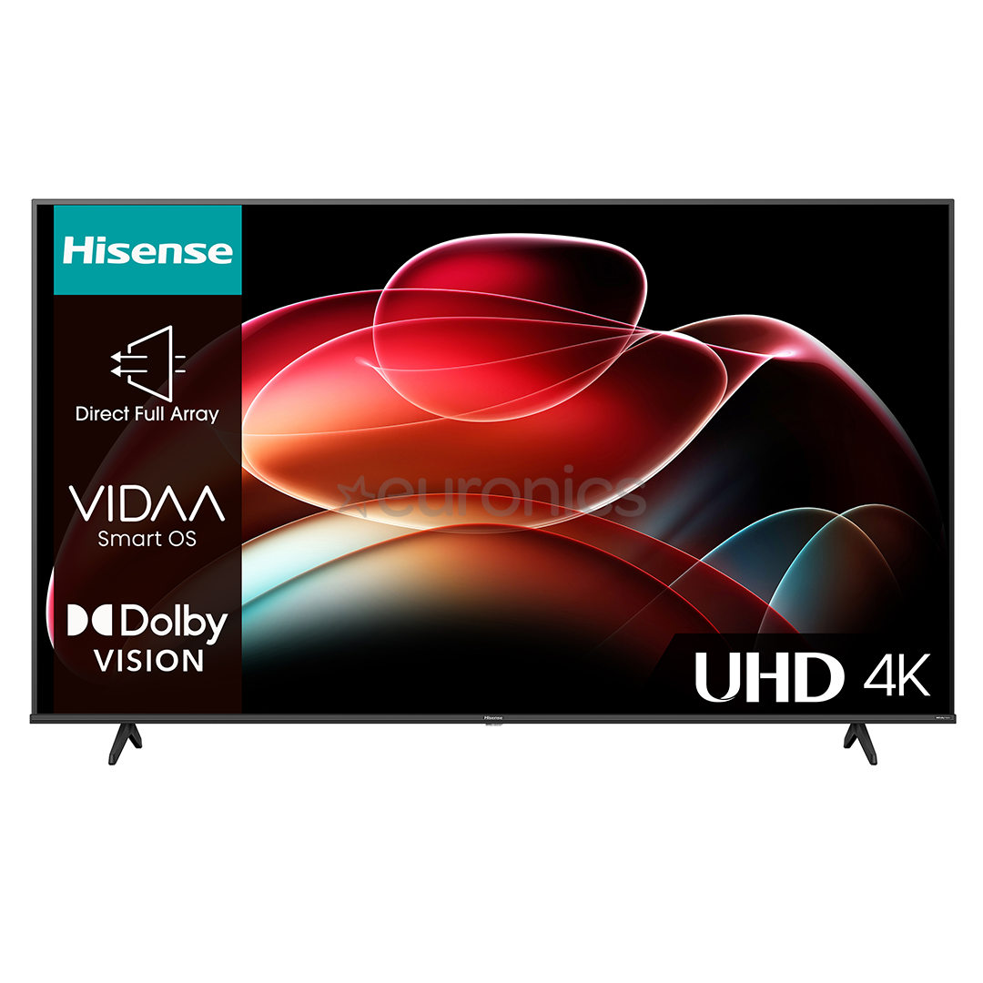 Hisense A6K, 50'', Ultra HD, LED LCD, feet stand, black - TV