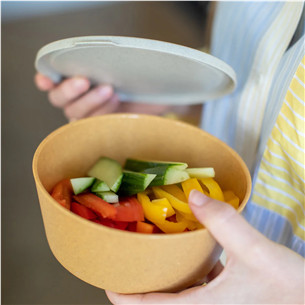 KOZIOL, Connect bowl, 890 ml, natural wood - Bowl with lid