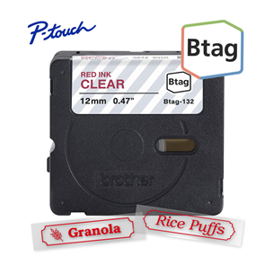 Brother Btag 132, 4m, red/transparent - Label tape
