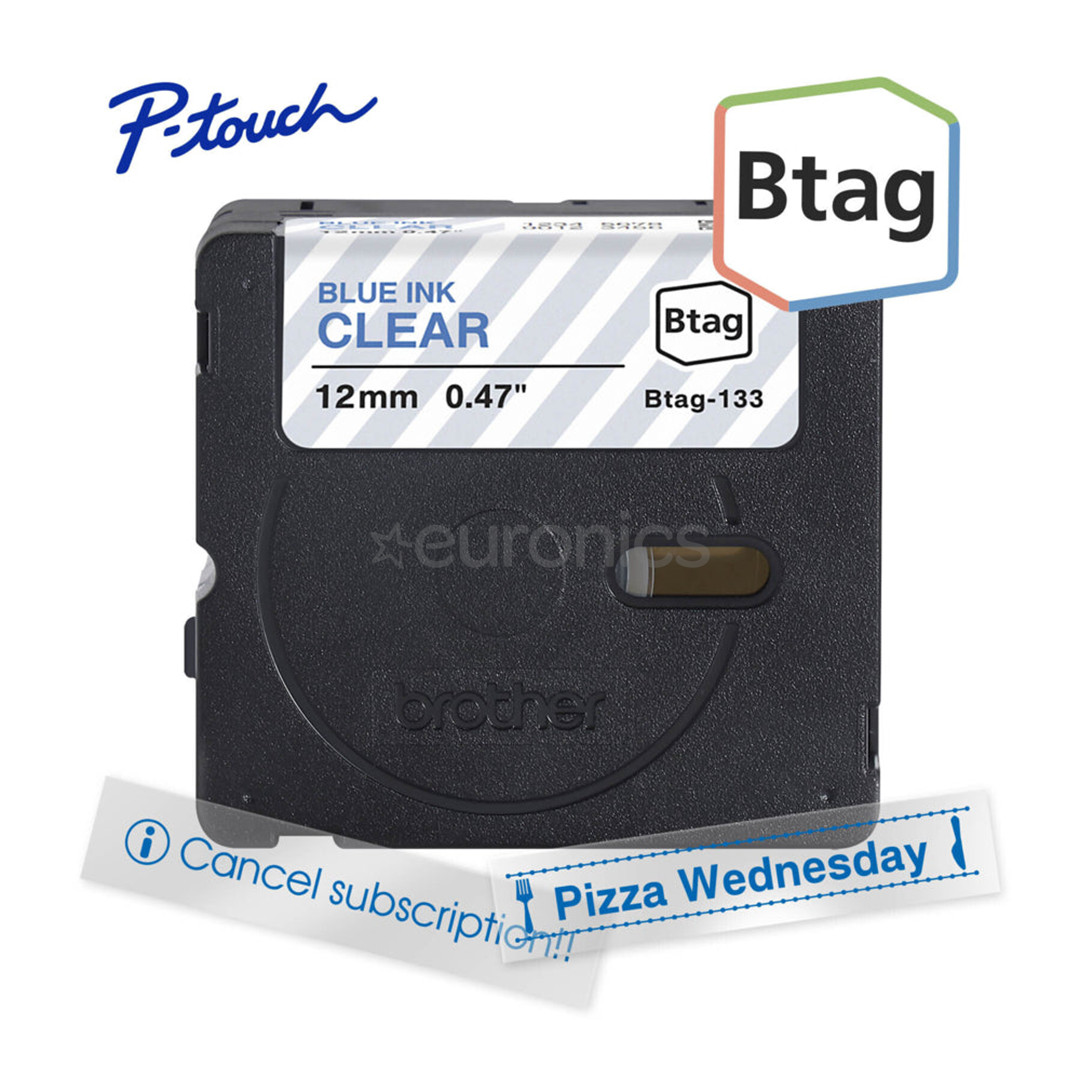 Brother Btag 133, 4 м, синий/прозрачный - Маркировочная лента