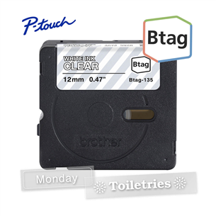 Brother Btag 135, 4m, white/transparent - Label tape