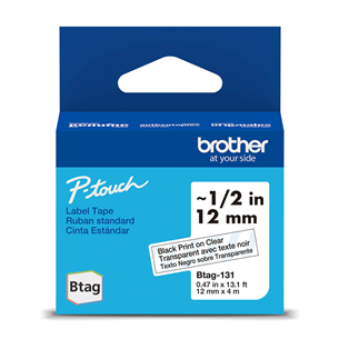 Brother Btag 131, 4 м, черный/прозрачный - Маркировочная лента BTAG131