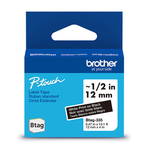 Brother Btag 335, 4m, white/black- Label tape BTAG335