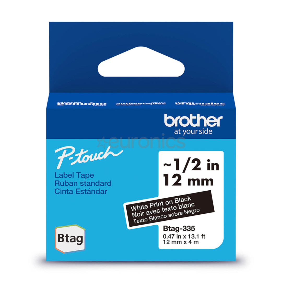 Brother Btag 335, 4m, balta/melna- Etiķetes lente