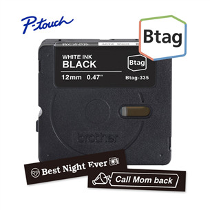 Brother Btag 335, 4m, balta/melna- Etiķetes lente