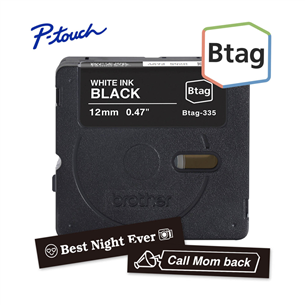 Brother Btag 335, 4m, white/black- Label tape