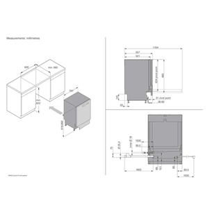 Asko, 14 place settings - Built-in dishwasher