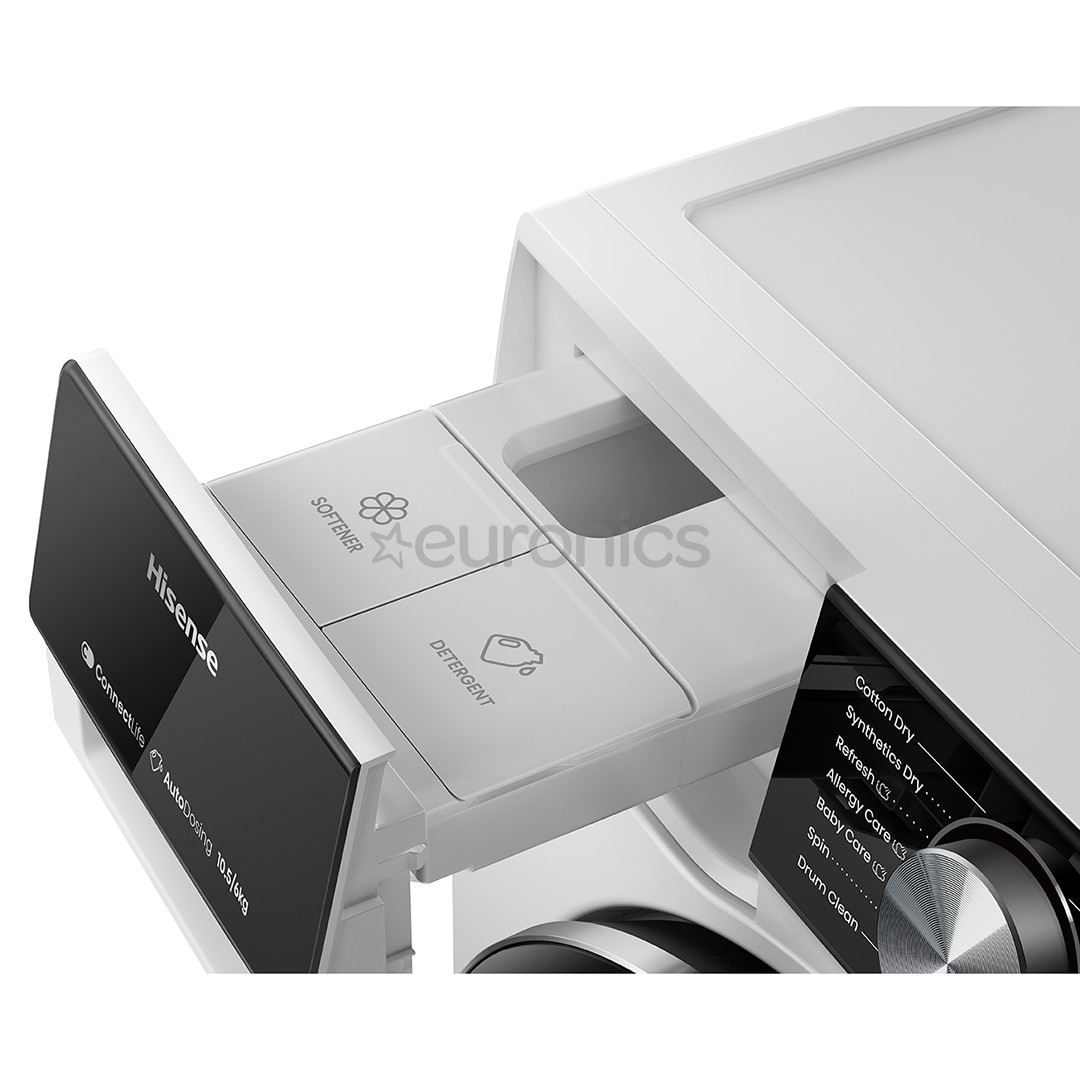 Hisense, 10,5 кг / 6 кг, глубина 59 см, 1400 об/мин, черный - Стирально-сушильная машина