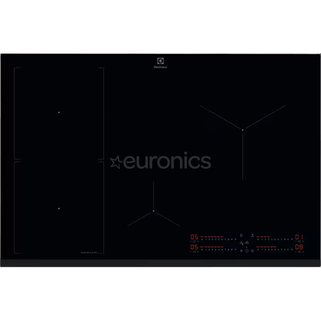 Electrolux 800 Sense Boil+Fry, platums 78 cm, bez rāmja, melna - Iebūvējama indukcijas plīts virsma