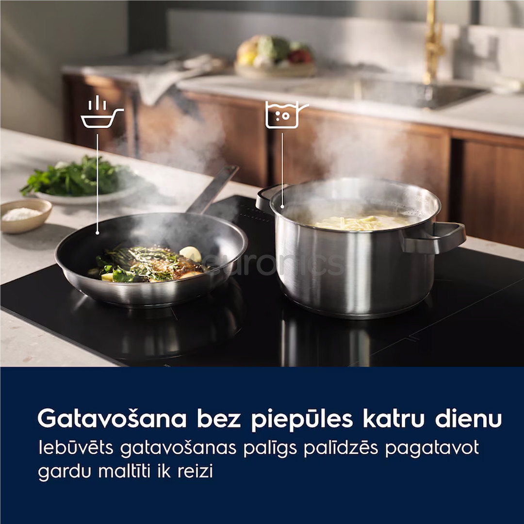 Electrolux 800 Sense Boil+Fry, platums 78 cm, bez rāmja, melna - Iebūvējama indukcijas plīts virsma