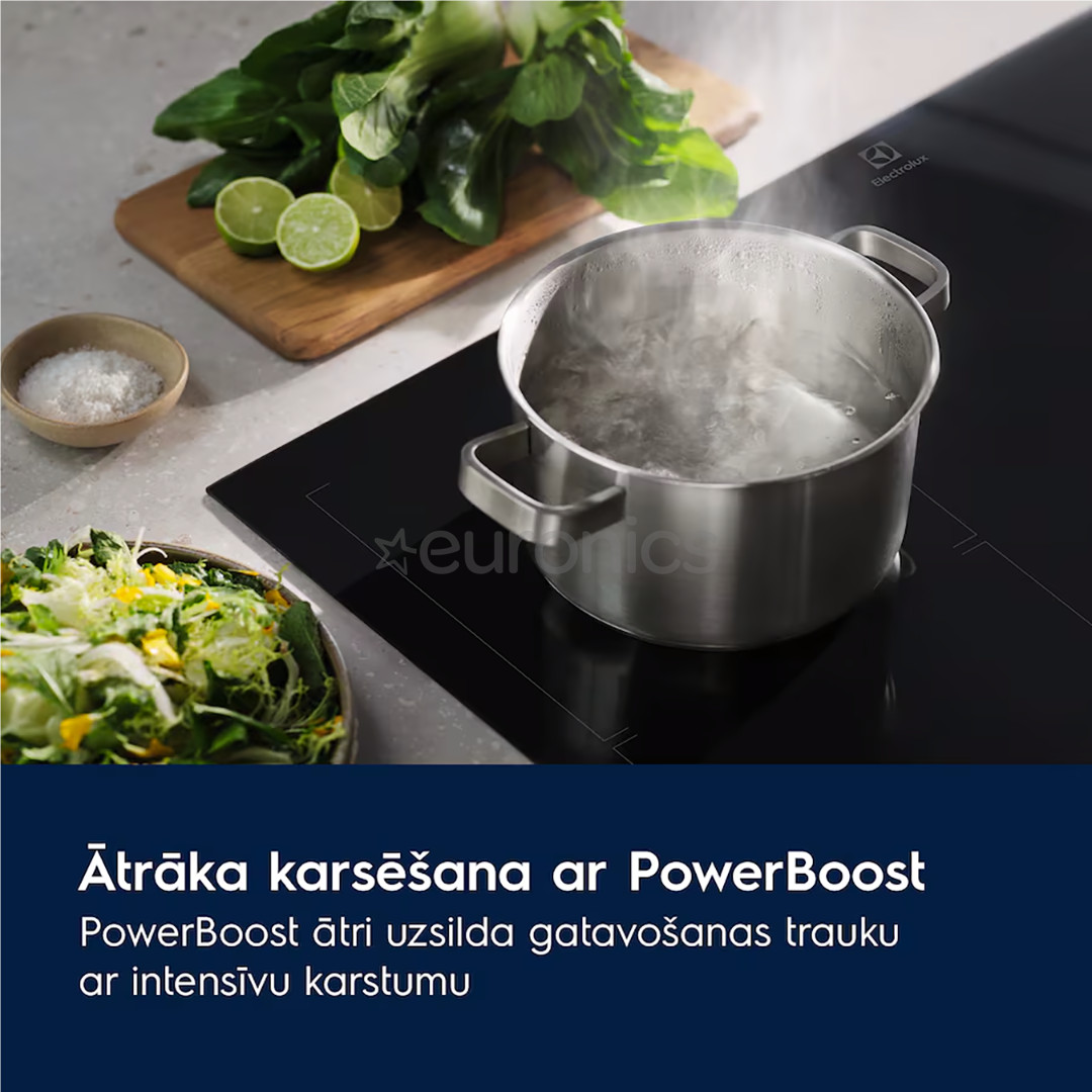 Electrolux 800 Sense Boil+Fry, platums 78 cm, bez rāmja, melna - Iebūvējama indukcijas plīts virsma