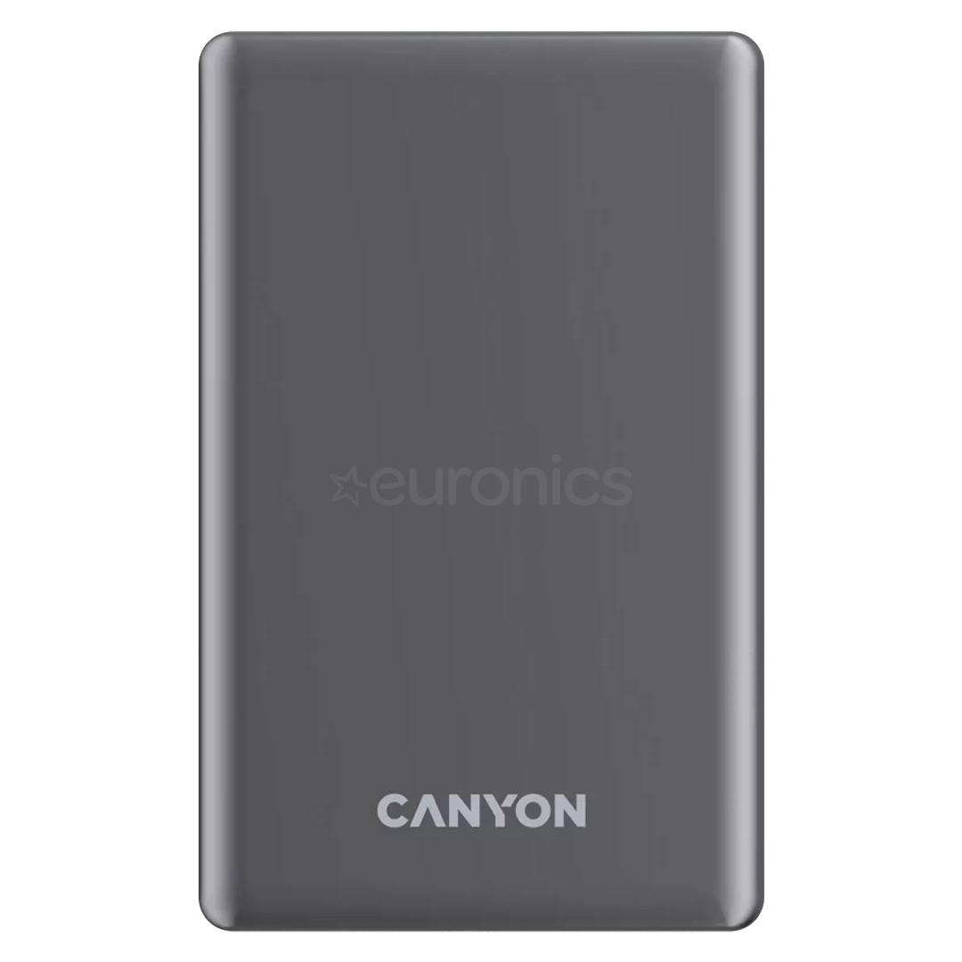 Canyon OnCharge 505 Slim Magsafe, 5000 mAh, bezvadu uzlāde, USB-C, tumši pelēka - Portatīvais barošanas avots