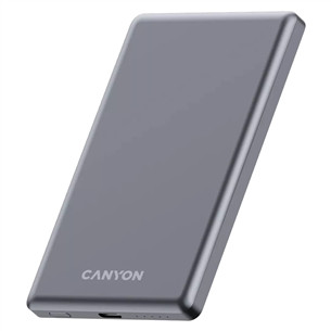 Canyon OnCharge 505 Slim Magsafe, 5000 mAh, bezvadu uzlāde, USB-C, tumši pelēka - Portatīvais barošanas avots