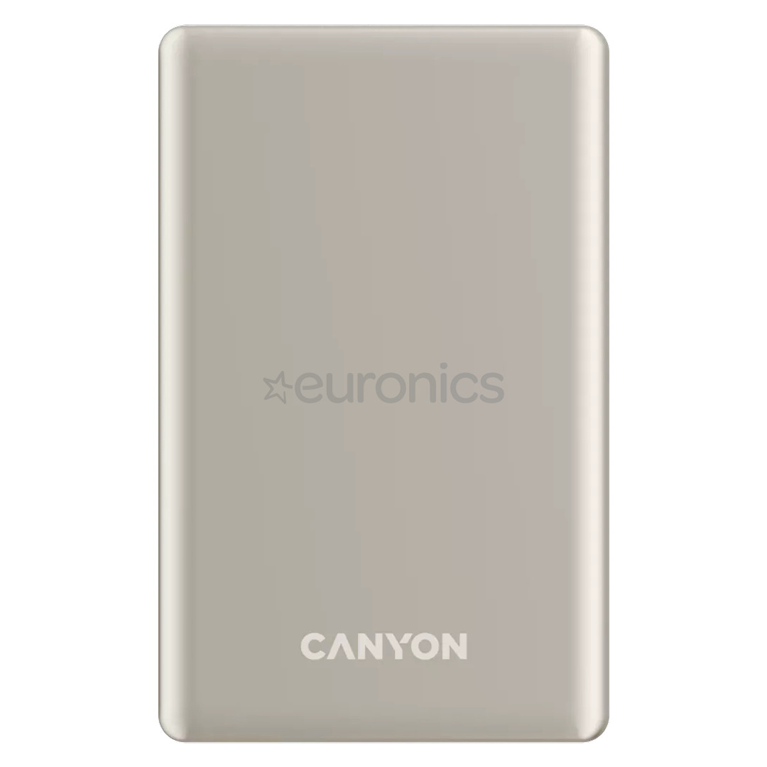 Canyon OnCharge 505 Slim Magsafe, 5000 mAh, wireless charging, USB-C, beige - Powerbank
