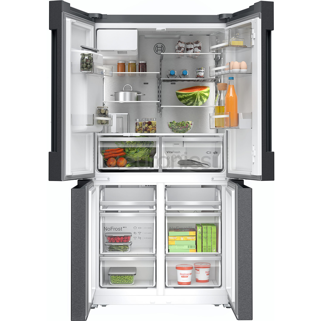 Bosch Series 6, French Door, 574 L, height 183 cm, black steel - SBS Refrigerator