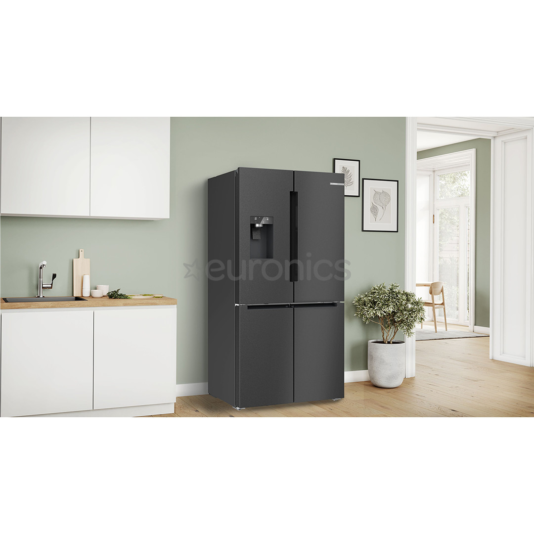 Bosch Series 6, French Door, 574 L, height 183 cm, black steel - SBS Refrigerator