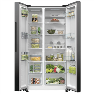 Hisense, No Frost, 550 L, height 179 cm, black - SBS-Refrigerator